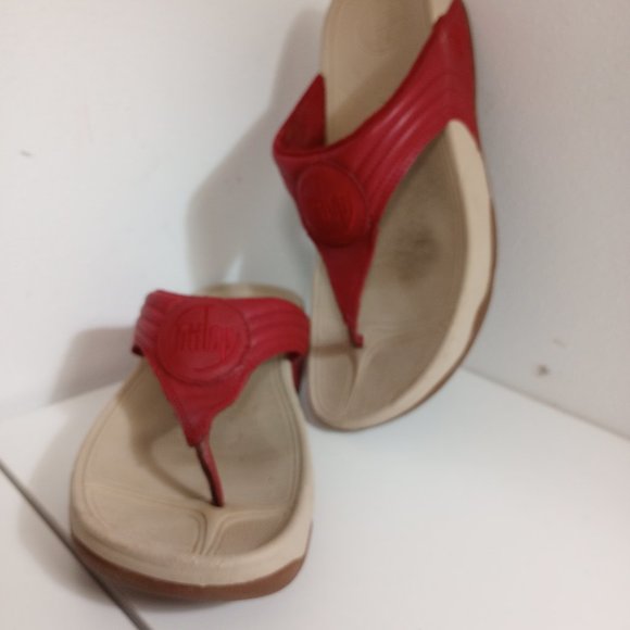 Fitflop Shoes - GENTLY WORN PAIR OF RED LEATHER FITFLOPS SIZE 8